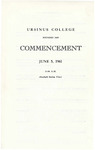 1961 Ursinus College Commencement Program