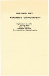 1991 Ursinus College Academic Convocation Program
