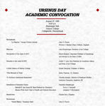 1999 Ursinus College Academic Convocation Program