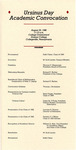 1988 Ursinus College Academic Convocation Program