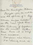 Letter From Harriet Gallup de Lancey to Francis Mairs Huntington-Wilson, September 9, 1943