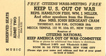 Ticket for Mass Meeting of the Keep America Out of War Committee, October 26, 1939 by Hamilton Fish