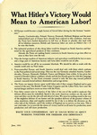 What Hitler's Victory Would Mean to American Labor, June 1941 by Committee to Defend America by Aiding the Allies