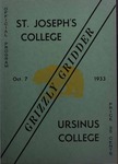 Grizzly Gridder Ursinus College Official Football Program, October 7, 1933