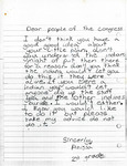 Letter from Anissa to Congress by Anissa