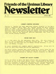 Friends of the Ursinus Library Newsletter, Number 15, Spring 1986 by Myrin Library Staff