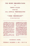 1952 Ursinus College Messiah Performance Program by Music Department