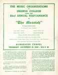 1959 Ursinus College Messiah Performance Program by Music Department