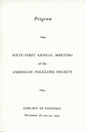 Program for the Sixty-First Annual Meeting of the American Folklore Society, December 28 and 29, 1949