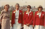 Eleanor Snell, Vonnie Gros, Marjorie Garinger and Margery Watson at the Ursinus College Homecoming Halftime Ceremony, October 27, 1984
